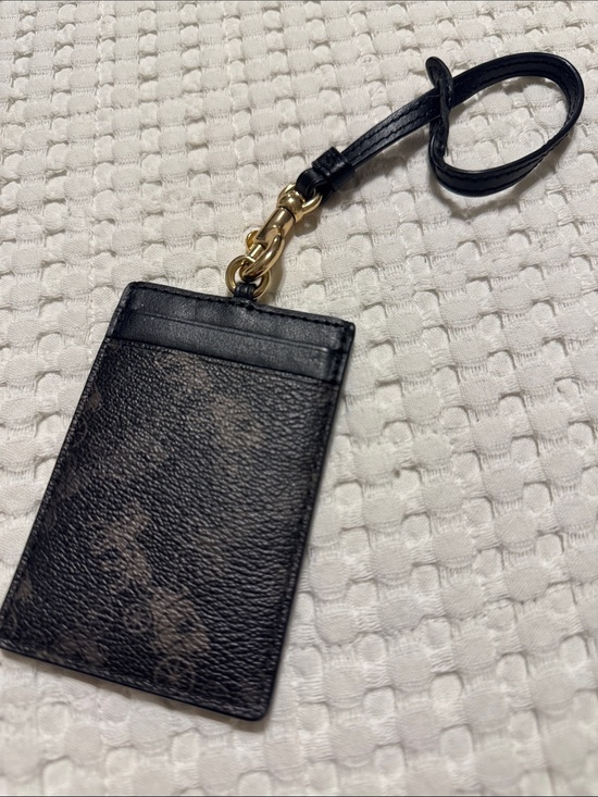 Coach Accessories - Coach Black Leather Card Holder Lanyard with Gold Hardware